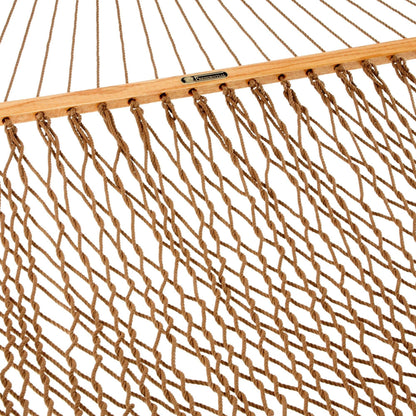 Original Pawleys Island Deluxe Antique Brown DuraCord Rope Hammock – 13 ft. x 65 in, 2-Person, 450 lb Capacity, Oak Spreader Bar, Zinc-Plated Hardware, Handcrafted in the USA
