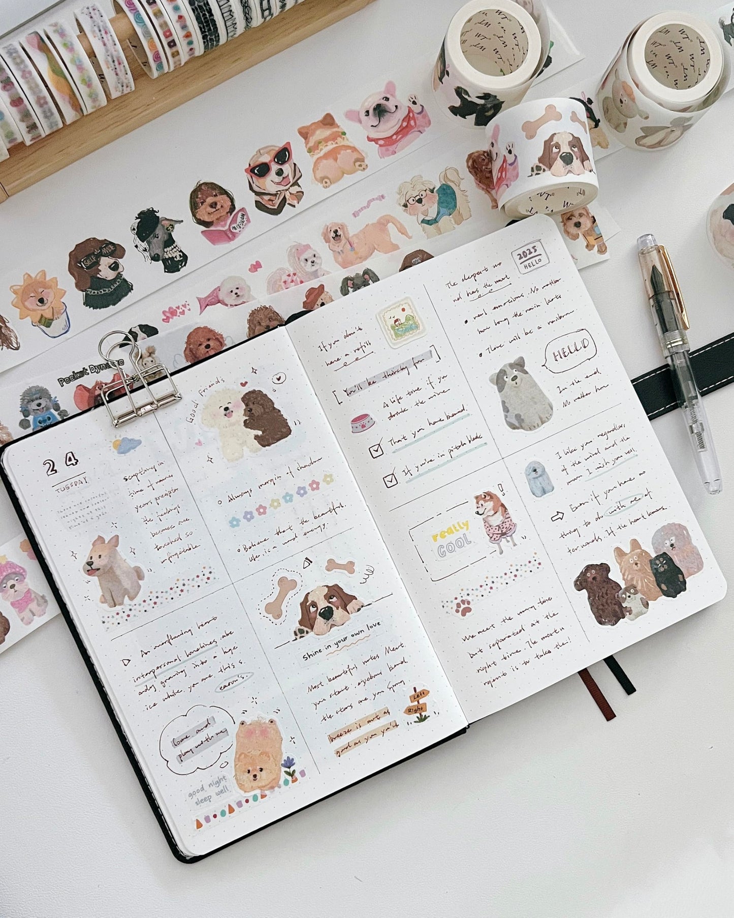WT Tail Waggers Washi Tape Sticker Set, 4 Rolls, Original Designs, Cute Pet-Themed Decorative Tape for Scrapbooking, Journaling, Planners & DIY Crafts