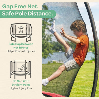 JoyBerri Trampoline Outdoor - Upsurge ASTM Certified Safe 8Ft 10Ft 12Ft 14Ft 15Ft 16Ft Recreational Trampoline for Kids and Adults. Anti-Rust Coating with Enclosure Net, Ladder, Sprinkler & LED Lights