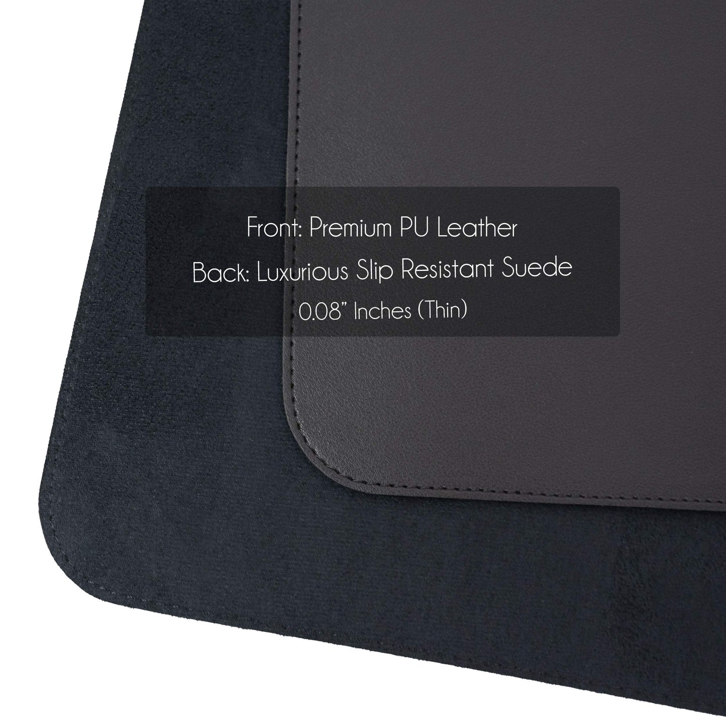 Vine Creations Leather Desk Mat 24" x 17", Desk Protector, PU Leather Desk Pad, Non Slip Small Desk Pad Mat, Desk Blotter, Desk Pads on Top of Desks, Home or Office Small Desk Mat (Black)