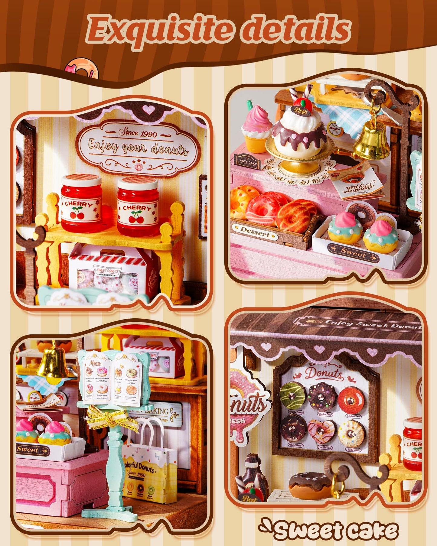 Rolife DIY Miniature Kit Mini Building Dollhouse Sweetie's Donut Shop, Miniverse Lifestyle Mini Bookshelf Decoration, DIY Hobbies for Friends (Sweetie's Donut Shop)