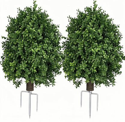 QIANYUN Boxwood Topiary Bush – Artificial Shrubs for Outdoors, Artificial Boxwood Topiary Ball Tree, UV Resistant Evergreen for Front Porch, Garden, Yard & Balcony Decor