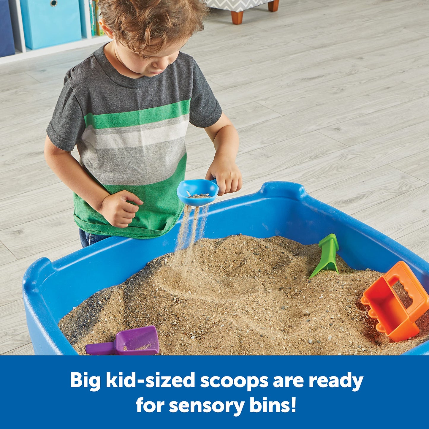 Learning Resources Helping Hands Sensory Scoops - Fidget Sand Toys, Water Bin Play, Tool Set, Fine Motor Games, Toddler Daycare Essentials, Homeschool Preschool, Kinetic Creativity For Kids