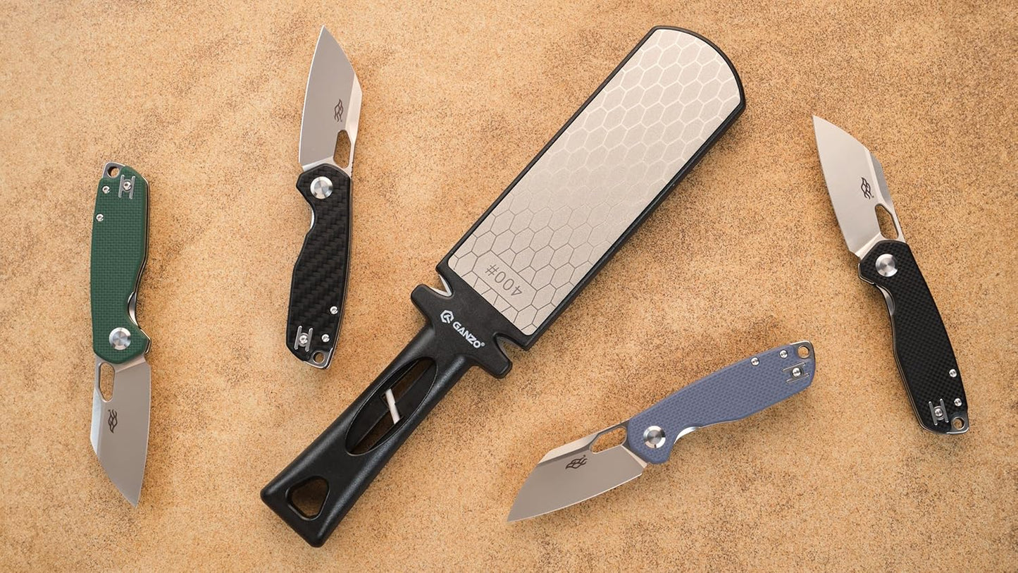 GANZO Firebird ProSharp Multifunctional Sharpener - Double Sided Diamond Tungsten Steel Ceramic - Lightweight, Compact
