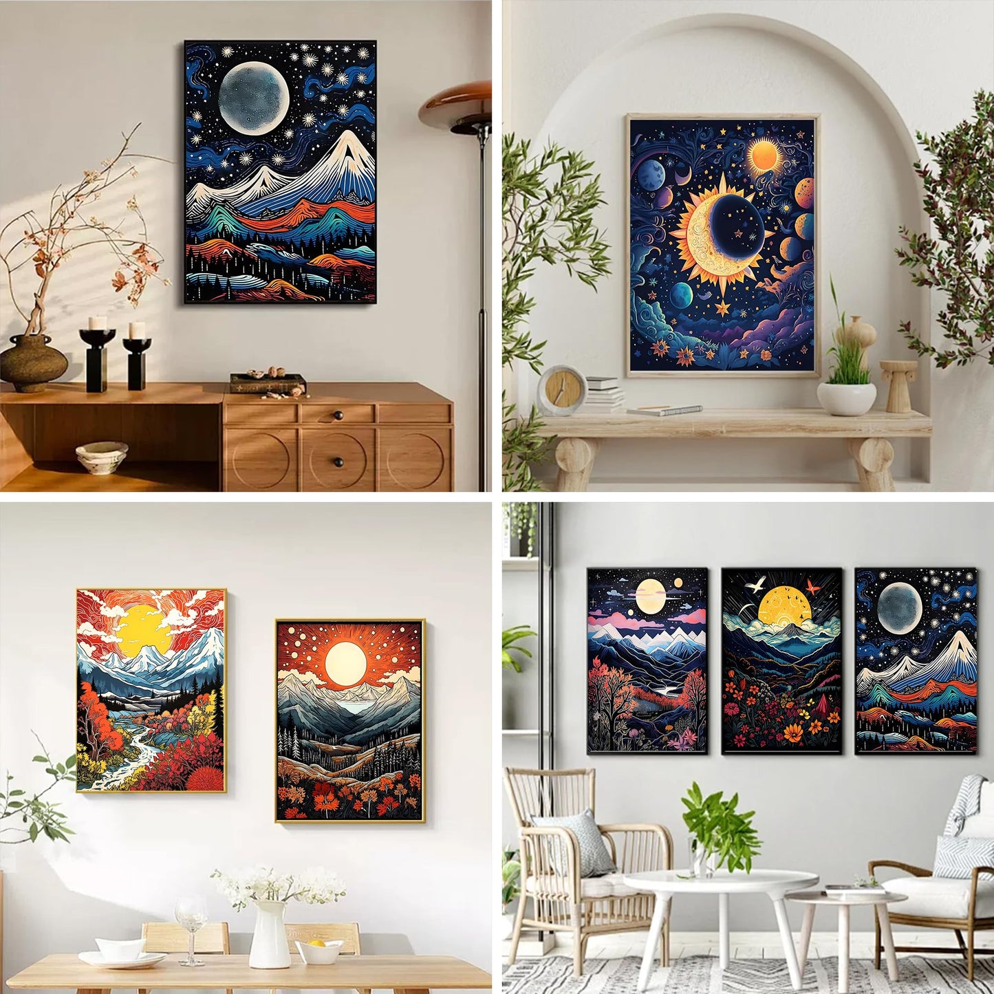 ECBEITF 6 Packs Diamond Painting Landscapes Abstract 11.8x15.7 Inches, DIY 5D Full Round Drill Diamonds Art Paintings Kits for Adults Beginners Home Wall Decoration