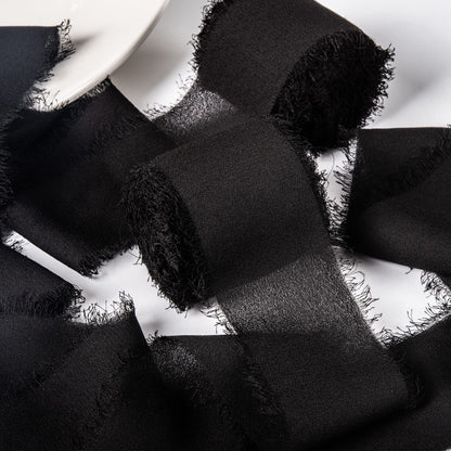 JEDIA Halloween Ribbon, 6 Rolls Halloween Ribbon Gift Ribbons, 1.5" x 7Yd Black Chiffon Ribbons Set for Gift Wrapping, Wedding Invitations, Bouquet Wrap, Bridal Bouquets, DIY Crafts