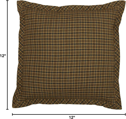 Tea Cabin Rustic 12"x12" Patchwork Pillow - Green Thanksgiving Cotton Square Bedroom Decor