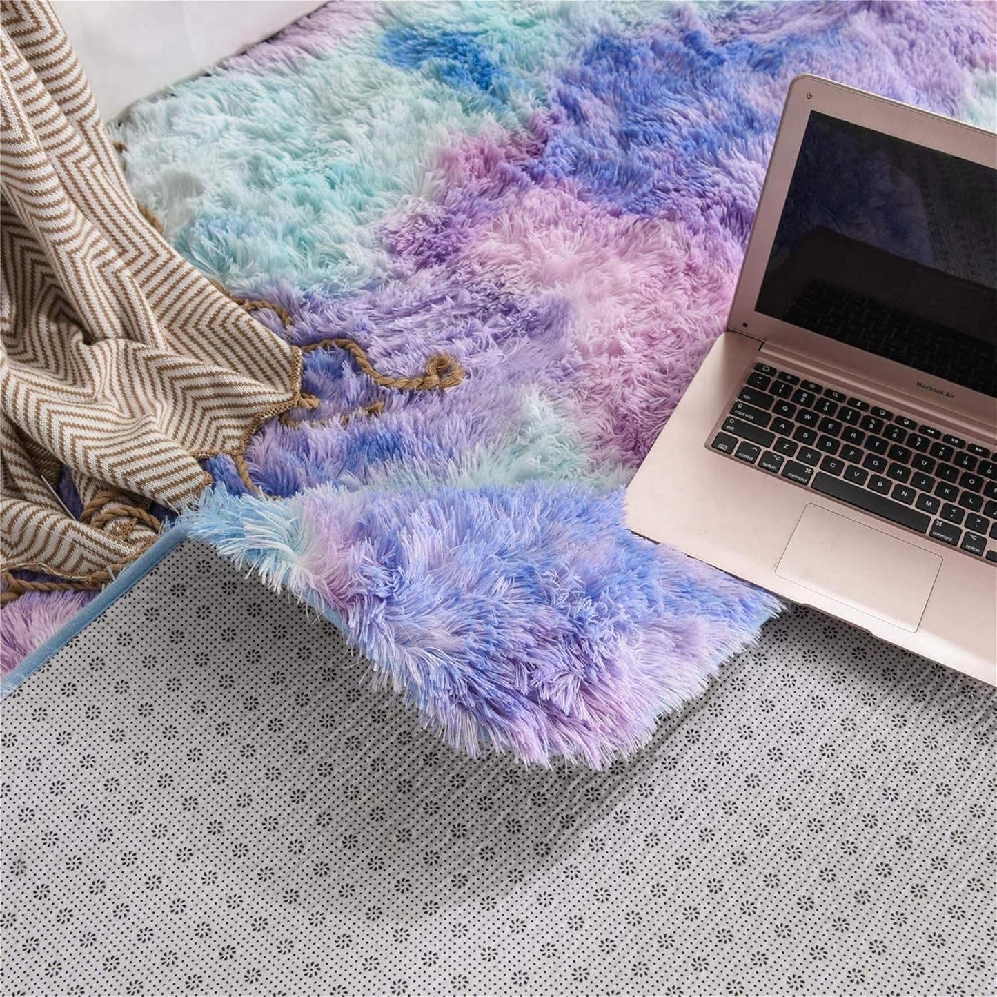 5' 8') A Nice Night Shaggy Fluffy Faux Fur Area Rug Door Mat,Tie Dye Style,Softest, Luxurious Shag Carpet Rugs