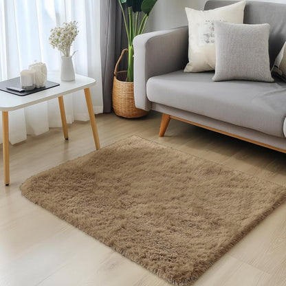 OLANLY 3x5 Soft Fluffy Shaggy Rug - Machine Washable Indoor Carpet for Living Room & Bedroom | Taupe