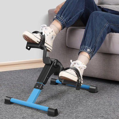 Pedal Exerciser Leg and Arm Exercise Bike with LCD Monitor Foldable (black/blue)