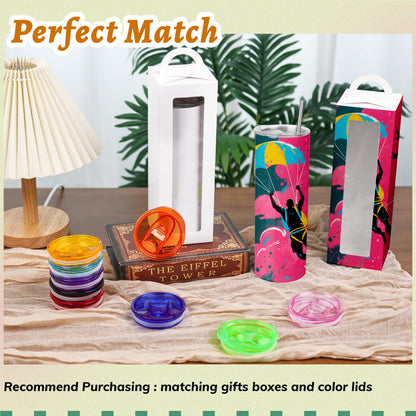 Joyclub 16 Pack Sublimation Tumblers Blanks 20 oz Flat Edge Skinny Straight Sublimation Cups With Lids and Straws for Heat Press No Gift Boxes