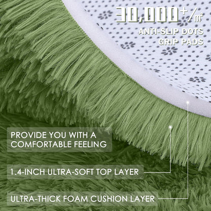 OLANLY Large Area Rug - Soft Fluffy Shaggy Carpet for Living Room & Bedroom | Machine Washable, Green