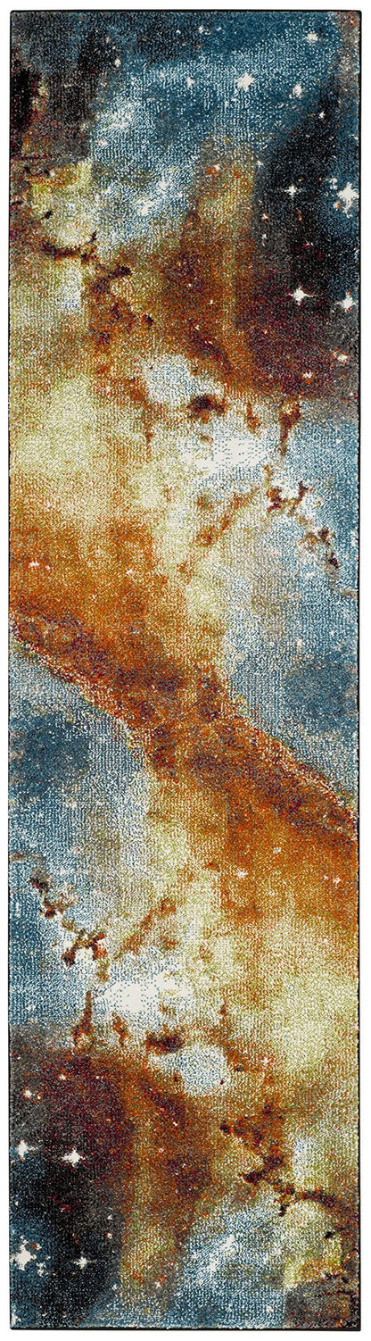 SAFAVIEH Galaxy Collection Runner Rug - 2'3" x 6', Orange & Multi, Abstract Design, Non-Shedding & Easy Care, Ideal for High Traffic Areas in Living Room, Bedroom (GAL109D)