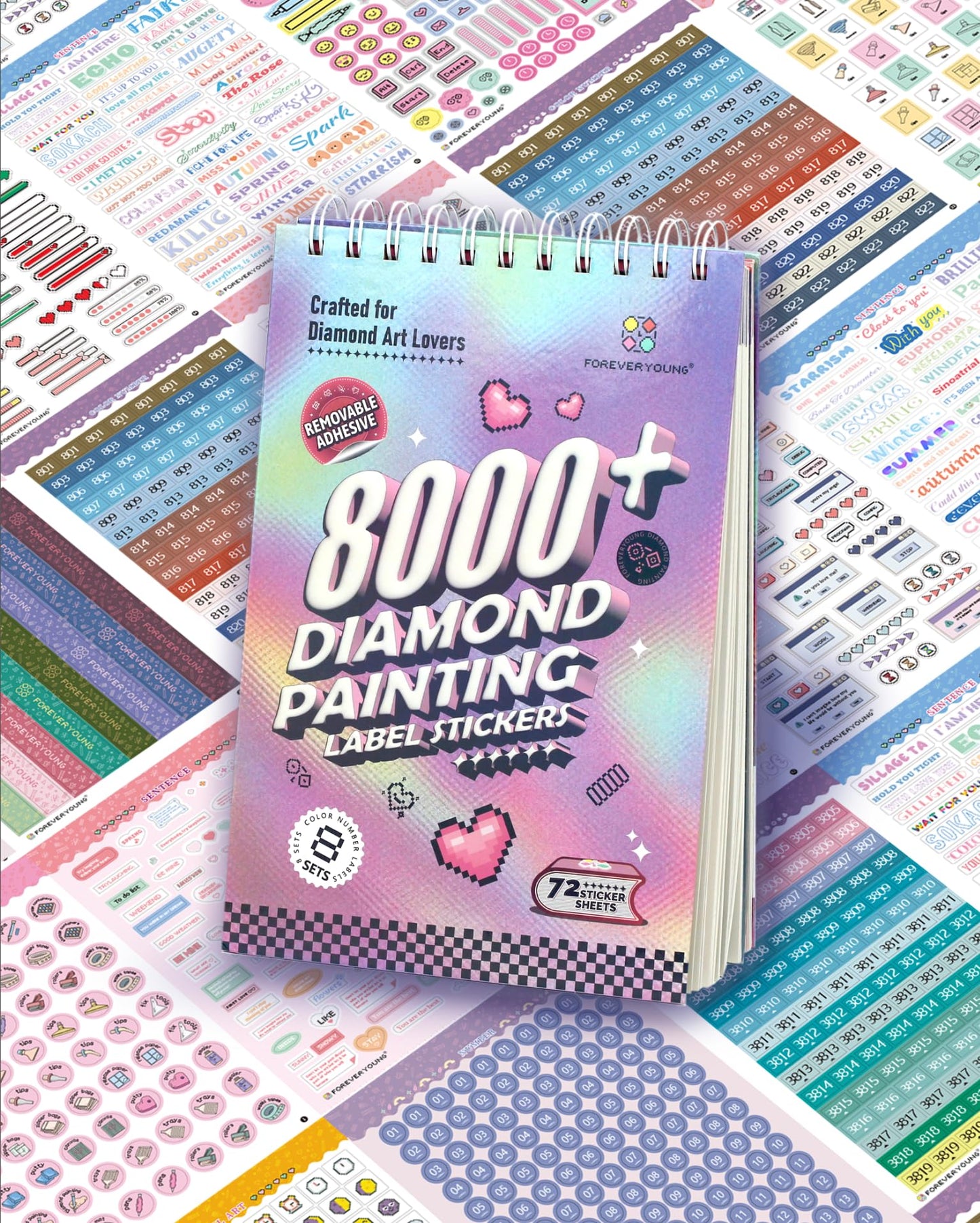 forever young Diamond Art Label Sticker Book Diamond Painting Stickers Book, 72-Page 8000+ Stickers for Diamond Painting Lovers