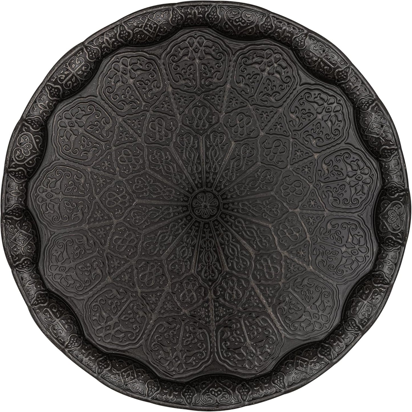 13.60 inches, Alisveristime Turkish Ottoman Coffee Tea Serving Tray Metal with Traditional Motifs, Available in Five