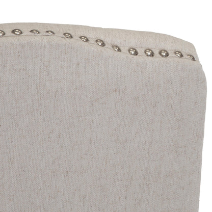 Christopher Knight Home Jolie Tufted Fabric Weathered Hardwood Dining Chairs, 2-Pcs Set, Beige
