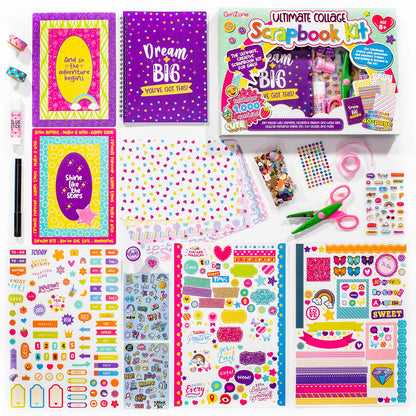 GirlZone Ultimate Collage Scrapbook Kit, Includes Scrapbook Stickers and Fun Scrapbook Accessories to Make an Amazing 40-Page Photo Album Scrapbook, Perfect for Valentine Gifts