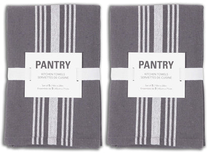 KAF Home Soho Kitchen Dish Towels - Set of 10, 18 x 28 Inch (Charcoal)