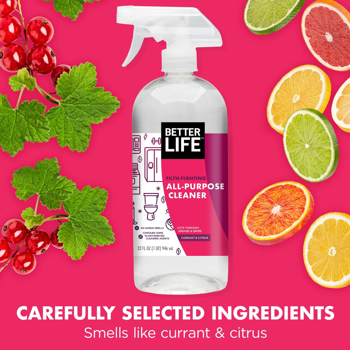 Better Life All Purpose Cleaner - Multipurpose Home and Kitchen Cleaning Spray for Glass, Countertops, Appliances, Upholstery & More - Multi-surface Spray Cleaner - 32oz (Pack of 2) Unscented