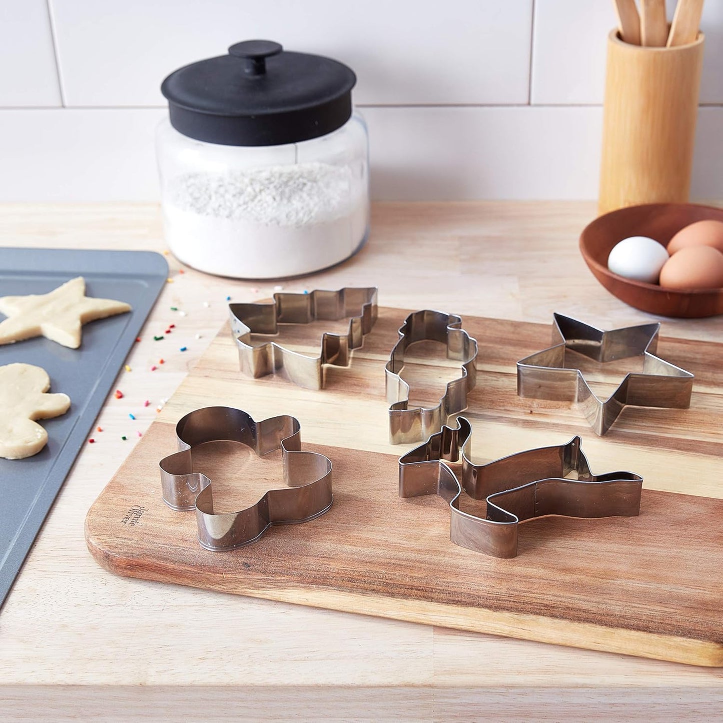 Tovolo Christmas Cookie Cutters, Steel Set of 5 for Holiday Baking Supplies
