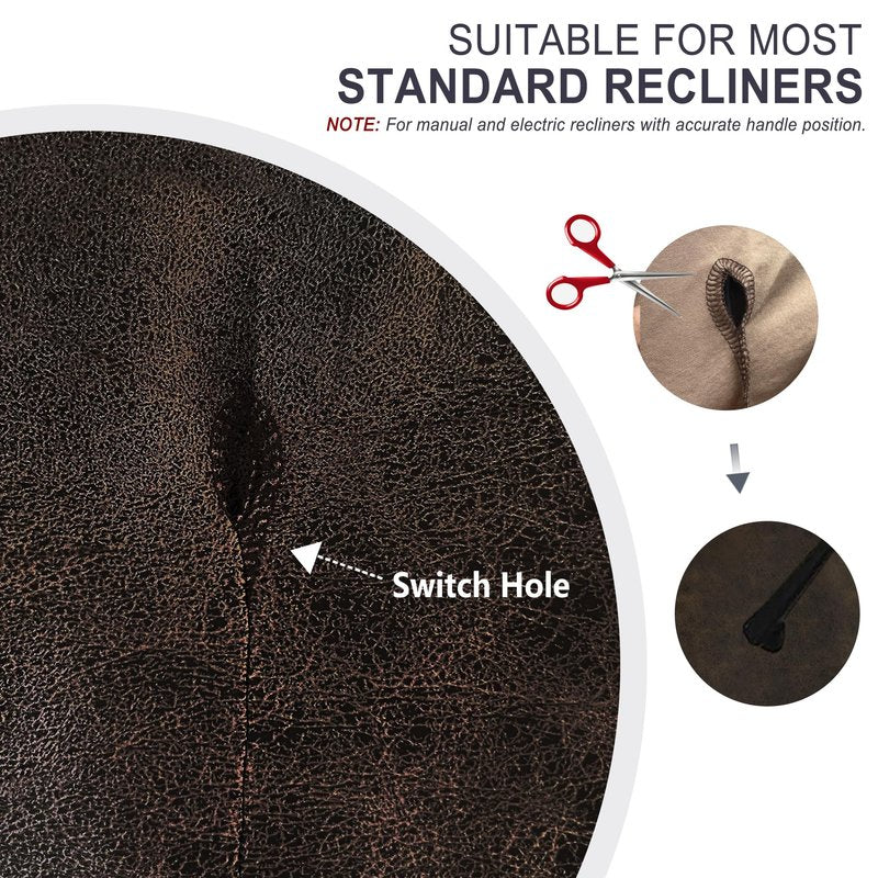 ANARACHON Leather Look Recliner Chair Covers, 4-Pieces Stretch Recliner Cover, Soft Reclining Chair Slipcover, Washable Furniture Protector for Lazy Boy Recliner (1 Seater, Brown)