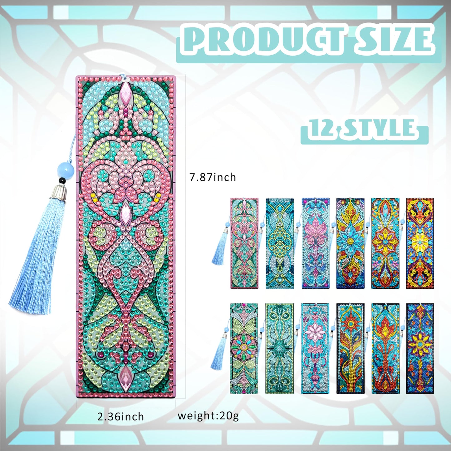 12 Pcs DIY Diamond Art Bookmarks for Adults Women Beginners Acrylic Dotz Diamond Art Bookmarks Kit Diamond Painting 5d Floral Rhinestone Bookmark Diamond Art Book Marks with Tassels Crafts Supply