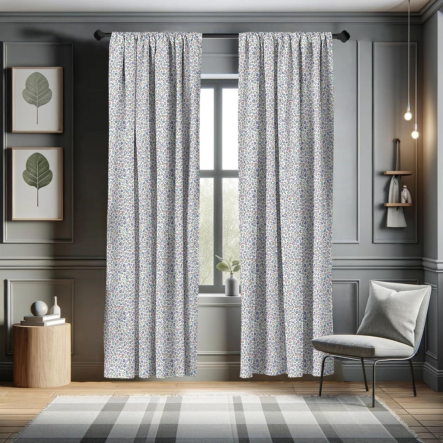 Ambesonne Leopard Print Curtains - Modernized Animal Skin Elements, 2 Panel Set for Living Room Bedroom, 28" x 63"