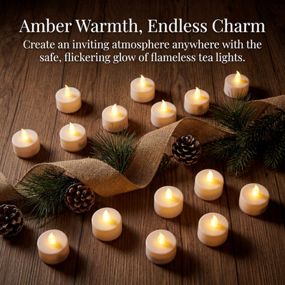 Tea Lights Flameless Battery Operated Candles-50 Pack LED Electric Flickering Votive Candle Long Lasting 200 Hours, Realistic and Bright for Seasonal Festive Celebrations Decoration Warm White