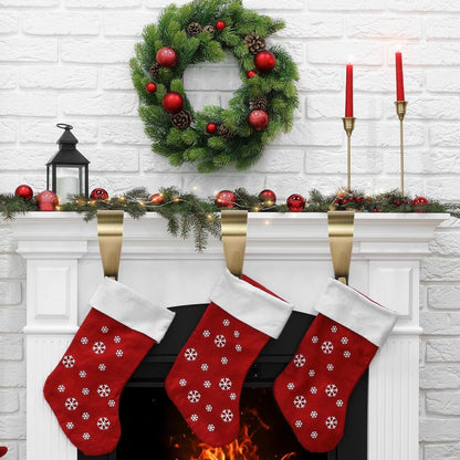 Palonu Christmas Stocking Holders Mantel Stcoking Hangers Metal Hanging Hooks Ornament Hooks Fireplace Hanger Grip for Christmas Decorations (4, Bronze)