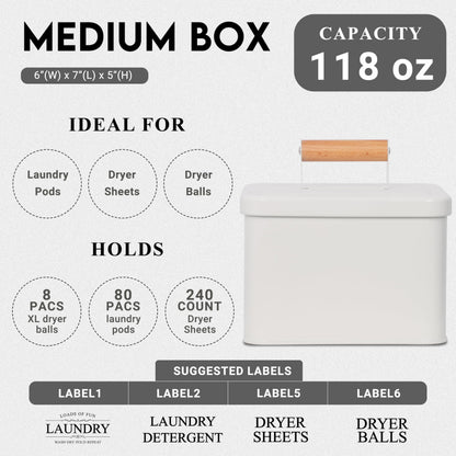 ZOES HOMEWARE 3-Set Laundry Room Organization and Storage | Modern Farmhouse Laundry Room Decor | Laundry Container for Organizing Laundry Pods, Laundry Powder, Dryer Sheets, Dryer Balls, Cream White