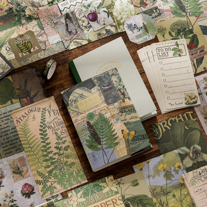 Scrapbooking Supplies Kit, Vintage Botanical Aesthetic Scrapbook Kit for Bullet Junk Journal, Stationery, A6 Grid Notebook, Flower DIY Journaling Supplies, Birthday Craft Gift for Teen Girl Women