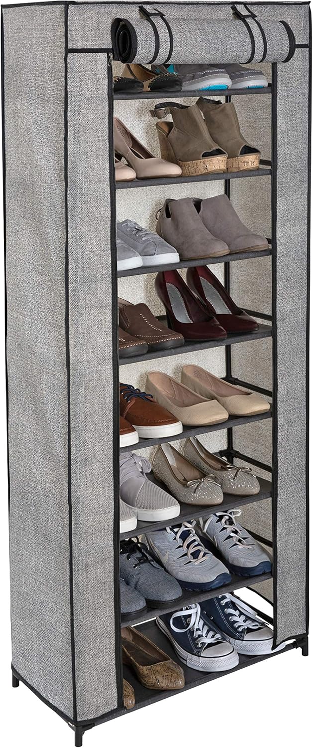 8 Closet 24 Simplify Tier Shoe Storage Organizer Rack with Cover, Free Standing, Holds Pairs, Good for Sneakers, Flats