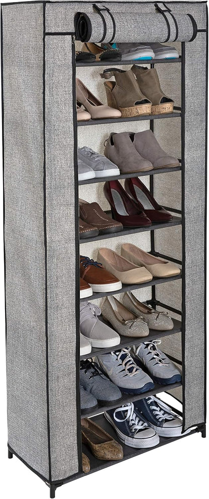 8 Closet 24 Simplify Tier Shoe Storage Organizer Rack with Cover, Free Standing, Holds Pairs, Good for Sneakers, Flats