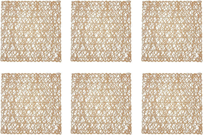 DII Woven Paper Tabletop Collection, Square Placemat Set, 16x16, Taupe, 6 Piece