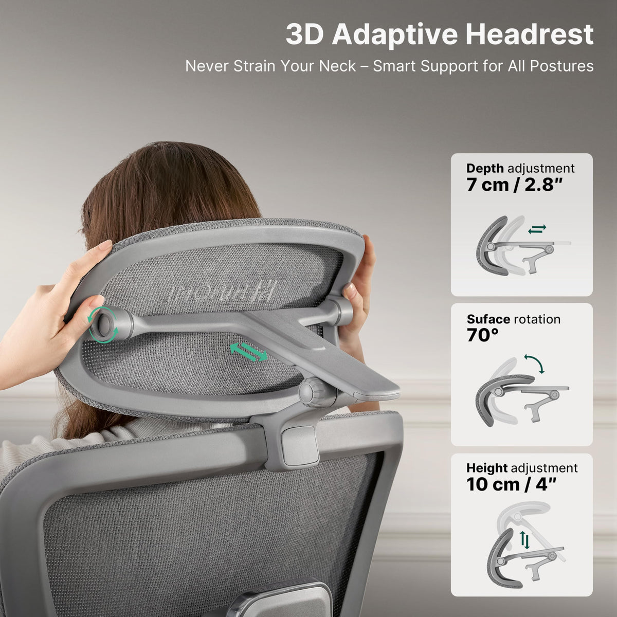 HINOMI H2 Pro Premium Ergonomic Office Chair - Comfy Home Office Desk Computer Chair with Adjustable Back Support, Swivel Wheels, Flip-up Arms, Comfortable Mesh Seat for Desk Work (Gray)