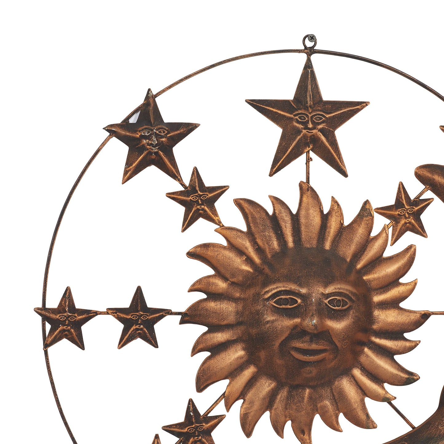 Deco 79 Metal Sun and Moon Home Wall Decor Indoor Outdoor Wall Sculpture with Stars, Wall Art 21" x 1" x 21", Bronze
