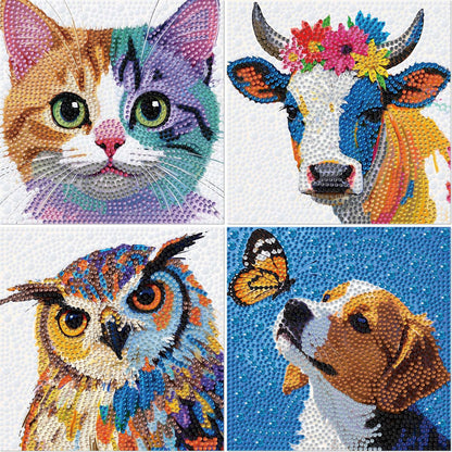 Leixonl 4 Packs 5D Diamond Art Kits for Kids Ages 6-8-9-12,Arts and Crafts Set for Home Wall Decor.Gem Art by Number Kits Arts and Crafts Kits(5.9x5.9inch) (Butterfly Dog)