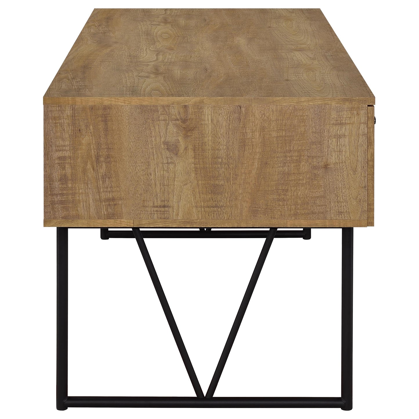 Coaster Home Furnishings - Analiese - Wood - 4-Drawer Writing Desk with Metal Legs, and V-Bracing Profile - Home Office - 63-Inch - Mango - 801851