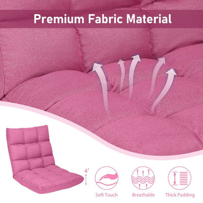 COSTWAY Floor Chair, Folding Gaming Chair with Back Support, 14 Adjustable Positions, Alloy Steel Frame, Lazy Sofa Lounge for Playing Reading Meditating Room Recliner for Adults, Kids (Pink)