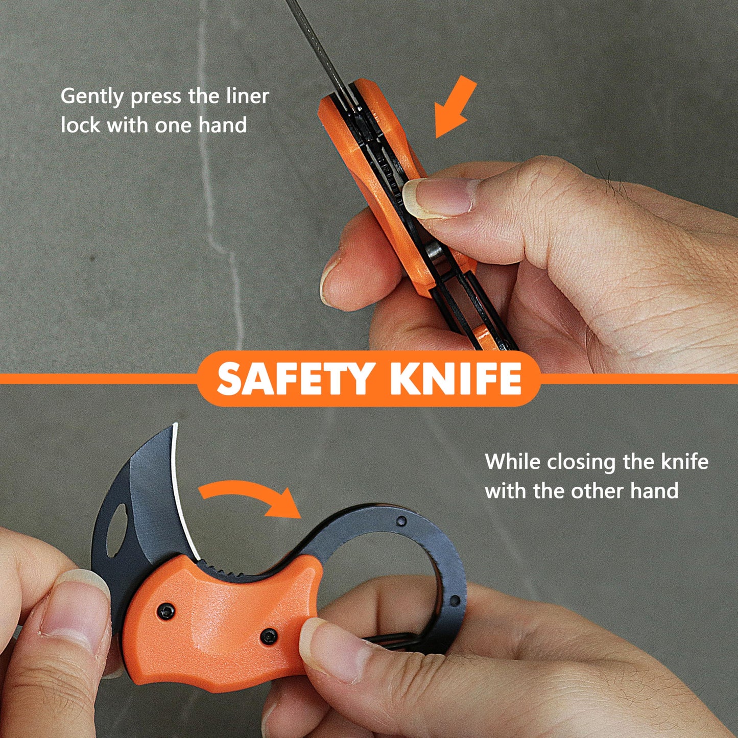 Father's Day, Mother's Day, Easter, Memorial Day, Birthday Gifts for Him/Her/Men/Women, Orange Keychain Pocket Knife with Safety Lock, Carabiner - Compact EDC Tool for Daily Use, Gifts for Father/Mother/Boyfriend/Girlfriend/Husband/Wife (Gift Box)
