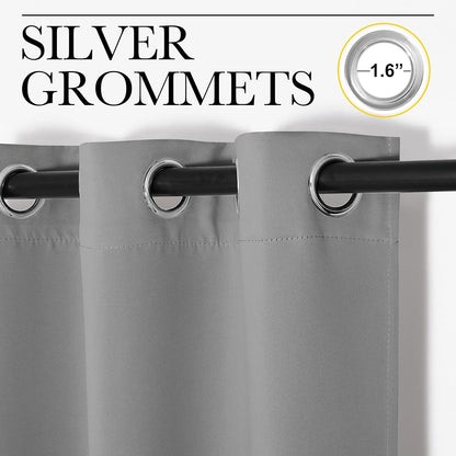 NICETOWN Silver Grey Room Darkening Curtain Panels - 120" Long | Heat-Blocking Drapes for RV & Studio, 55" Width, Set of 2