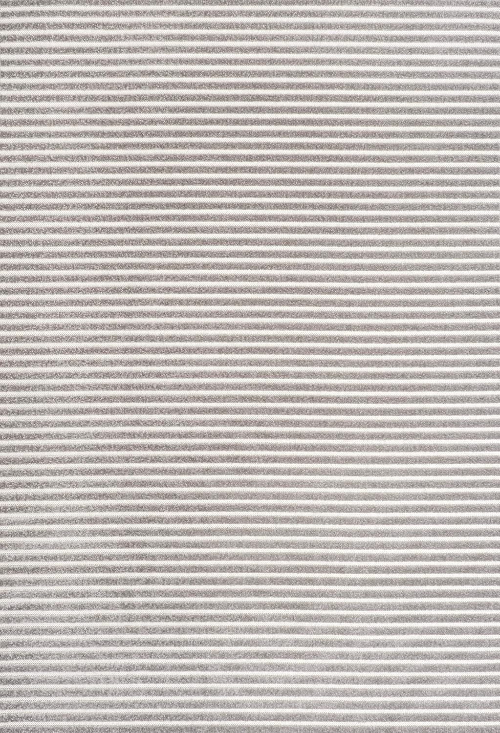 3x5, (SCN102D-3) JONATHAN Y Aarhus High-Low Striped Indoor/Outdoor Area Rug Gray/Ivory, Minimalist Geometric, Classic