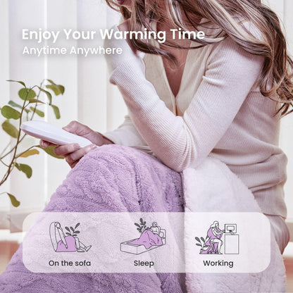 Heated Blanket-Electric Blanket,50"x60" Soft Heated Throw Blanket with 5 Heating Levels & 3 Hours auto-Off,Over-Heat Protection Fast-Heating,Machine Washable（Purple）