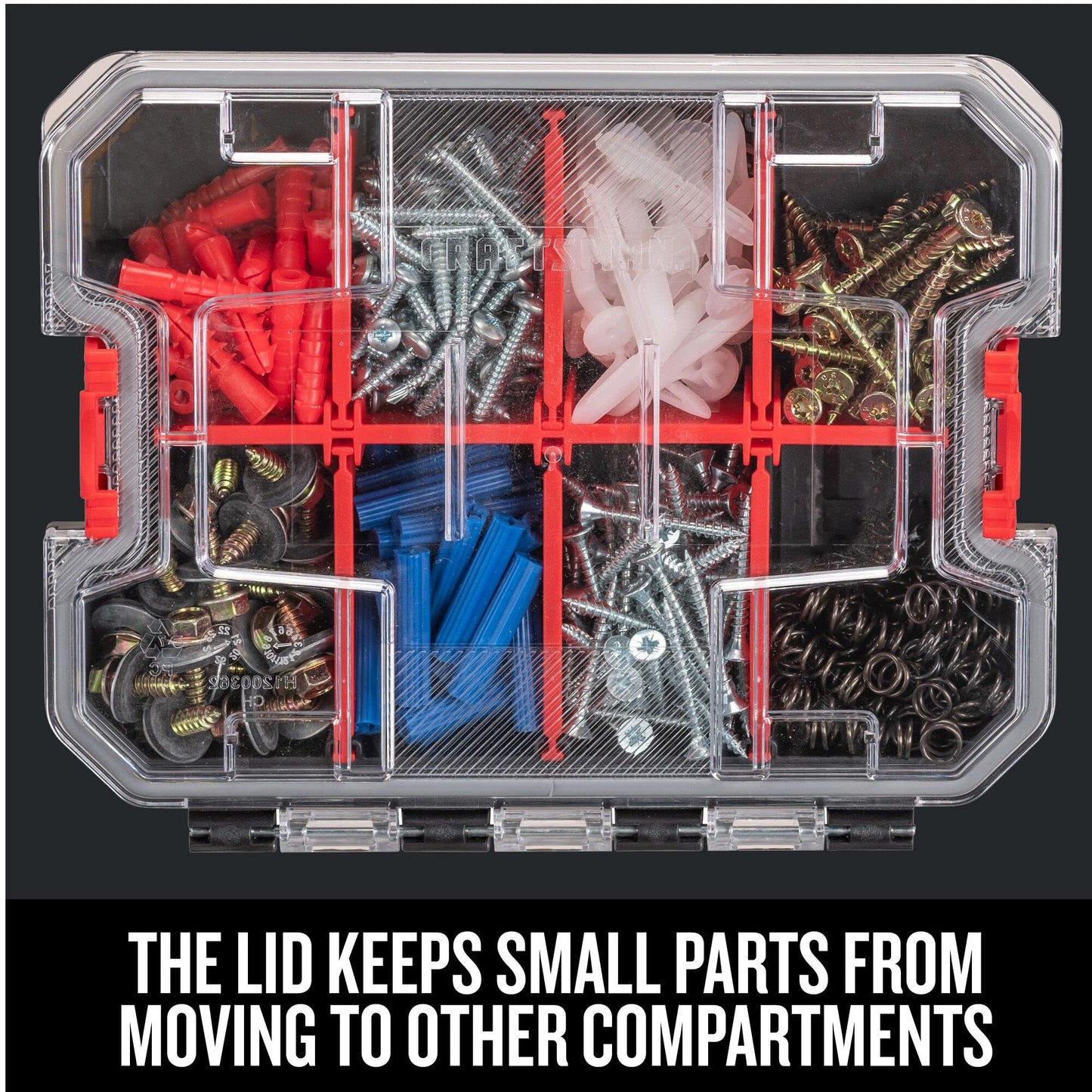 CRAFTSMAN VERSASTACK Storage Organizer, Small Parts Organizer, 8 Compartments, Lid Includes Secure Latch (CMST17827)