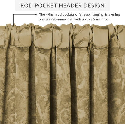 Elrene Home Fashions Mia Jacquard Scroll Blackout Valance - 52" x 19", Gold