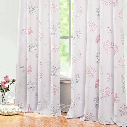 2 80% Room,63 Inch XTMYI Pink Girl Nursery Curtains for Baby Panels Blackout Patterned Printed Neutral Watercolor