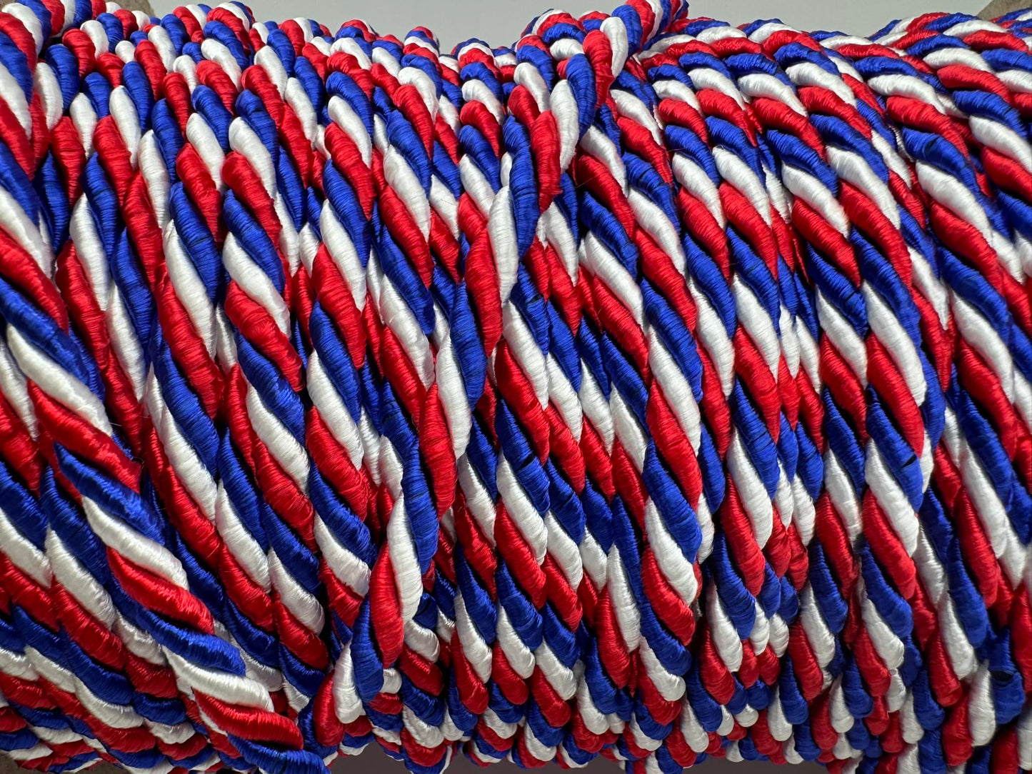 Red/White/Blue 4mm 3/16" Twist Cord – 10 Yards | Decorative Patriotic Trim for Crafts, Sewing, Gift Wrapping, and Home Décor