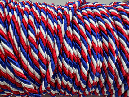 Red/White/Blue 4mm 3/16" Twist Cord – 10 Yards | Decorative Patriotic Trim for Crafts, Sewing, Gift Wrapping, and Home Décor