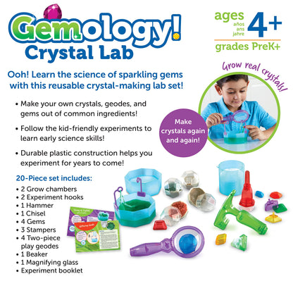Learning Resources Gemology! Crystal Lab - 20 Pieces, Ages 4+ STEM Toys, Early Science, Science Kit for Kids, Fun Gifts for Kids