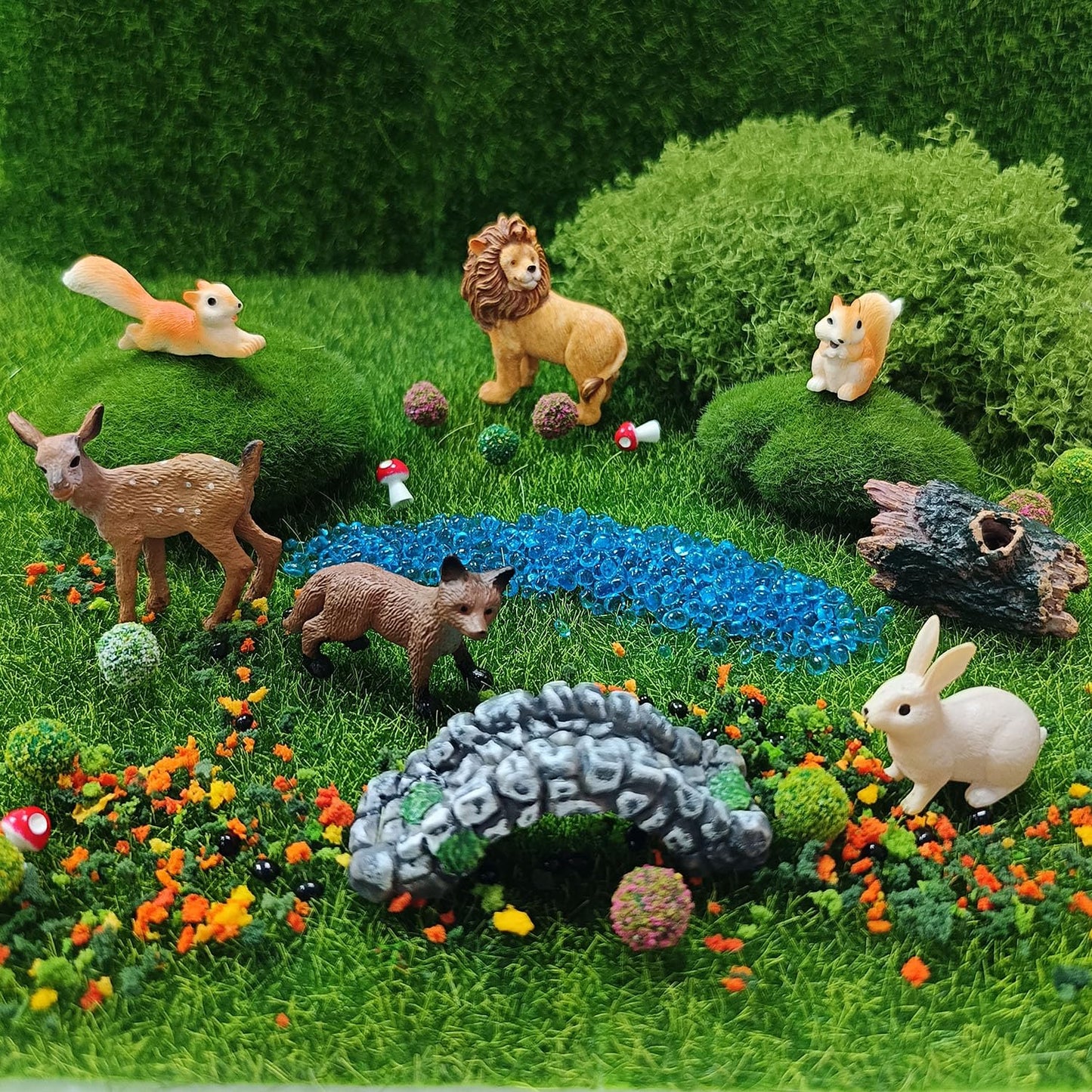 QuarenDen Fairy Garden Accessories, Decorative Sand, Grass, Moss Stick, Miniature Garden Figurines with Moss for DIY, Micro Landscape Decoration